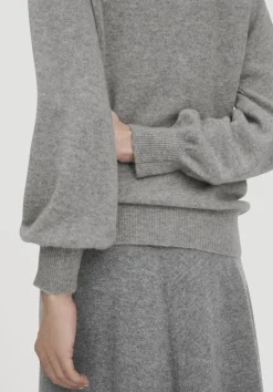 hessnatur Rollkragen Pullover Relaxed BETTER RECYCLING aus reinem Cashmere von hellgrau New