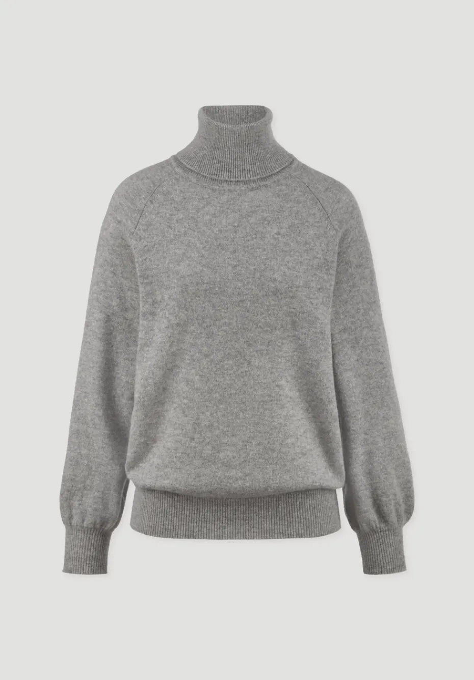 hessnatur Rollkragen Pullover Relaxed BETTER RECYCLING aus reinem Cashmere von hellgrau New