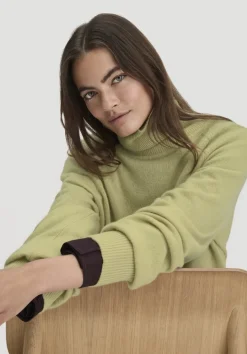 hessnatur Rollkragen Pullover Relaxed BETTER RECYCLING aus reinem Cashmere von helles moos New