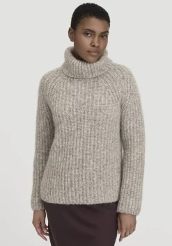 hessnatur Rollkragenpullover Relaxed aus Alpaka mit Bio-Baumwolle von naturgrau Clearance