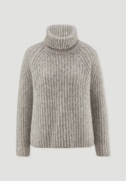 hessnatur Rollkragenpullover Relaxed aus Alpaka mit Bio-Baumwolle von naturgrau Clearance