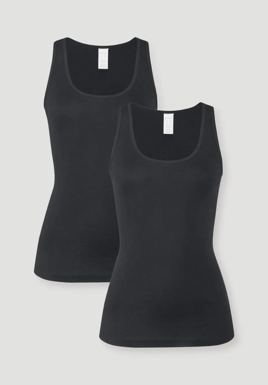 hessnatur Rundhals Tanktop im 2-Pack PURE COTTON aus reiner Bio-Baumwolle von schwarz Hot