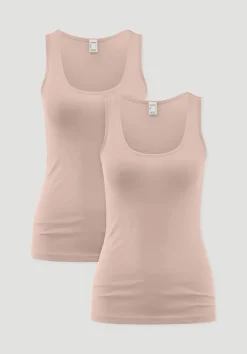 hessnatur Rundhals Tanktop im 2-Pack PURE COTTON aus reiner Bio-Baumwolle von cremerosa Clearance