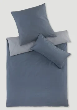 hessnatur Satin Wende Bettwäsche Set aus reiner Bio-Baumwolle von stahlblau Sale