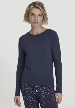 hessnatur Schlaf Longsleeve PURE FLOW aus TENCEL™ Modal von dunkelblau Clearance