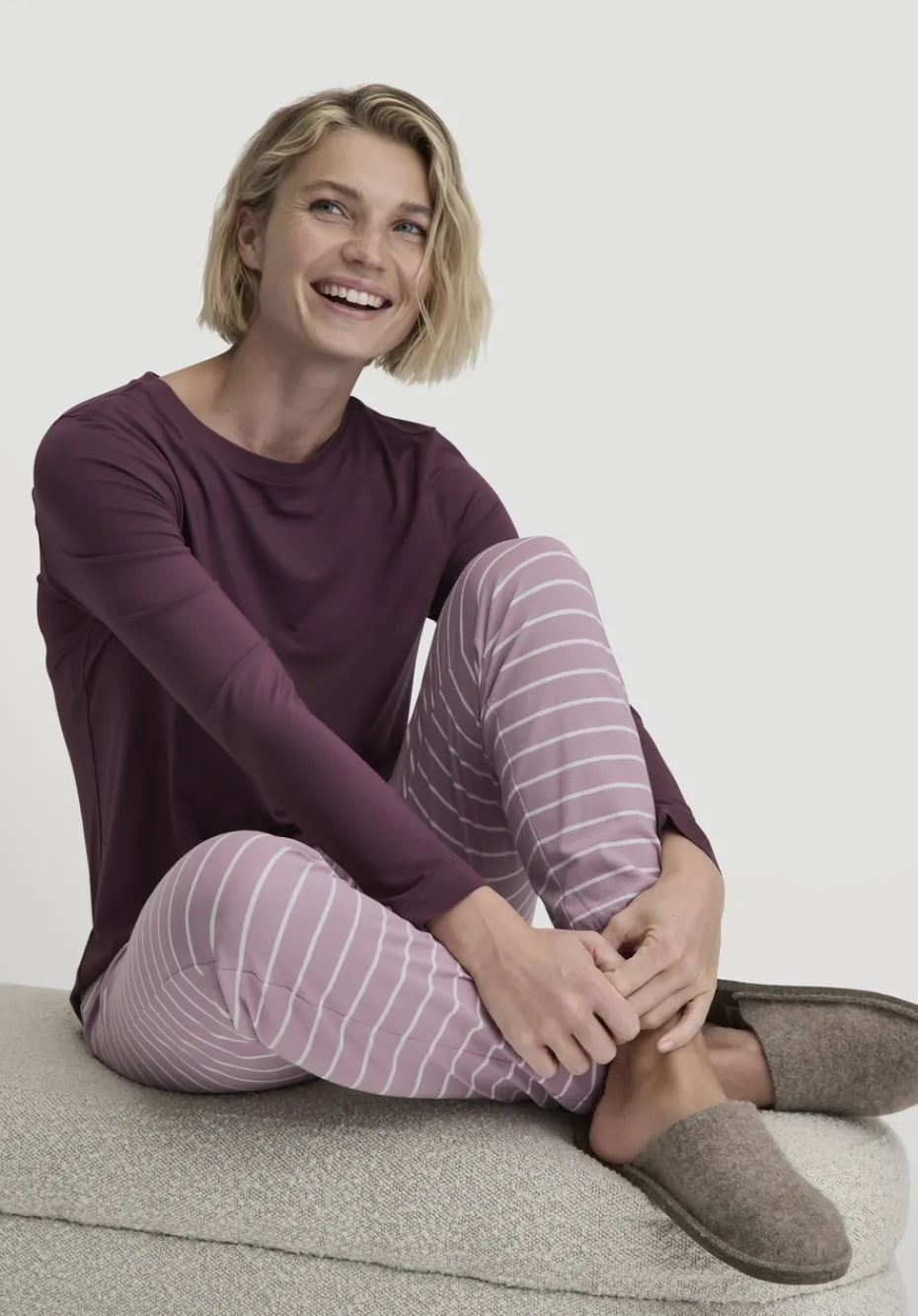 hessnatur Schlafhose PURE COTTON aus reiner Bio-Baumwolle von altrosa New
