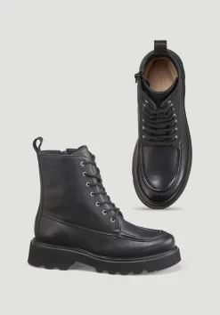 hessnatur Schnürboots aus chromfrei gegerbtem Leder von schwarz New