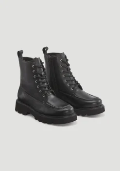 hessnatur Schnürboots aus chromfrei gegerbtem Leder von schwarz New