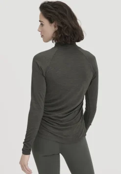 hessnatur Shirt Langarm Slim ACTIVE FUNCTIONAL aus Bio-Merinowolle und TENCEL™ Lyocell von tannengrün Sale