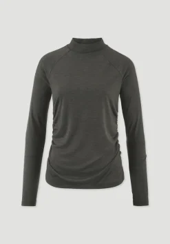 hessnatur Shirt Langarm Slim ACTIVE FUNCTIONAL aus Bio-Merinowolle und TENCEL™ Lyocell von tannengrün Sale