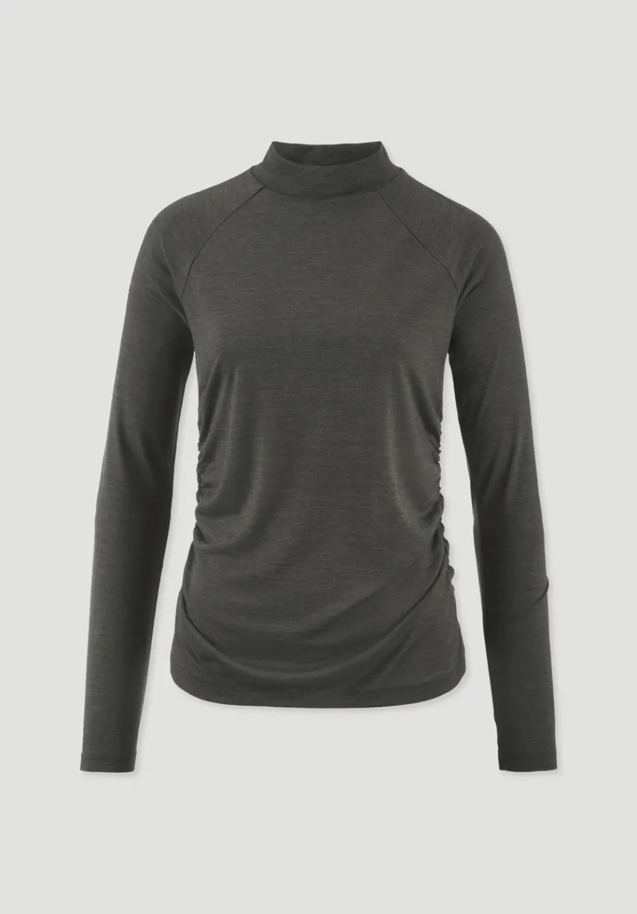 hessnatur Shirt Langarm Slim ACTIVE FUNCTIONAL aus Bio-Merinowolle und TENCEL™ Lyocell von tannengrün Sale