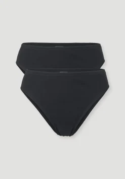 hessnatur Slip High Waist im 2er-Pack PURE COTTON aus reiner Bio-Baumwolle von schwarz