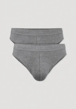 hessnatur Slip Regular Cut im 2er-Pack PURE NATURE aus reiner Bio-Baumwolle von grau New