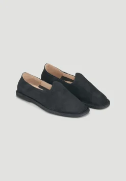 hessnatur Slipper aus chromfrei gegerbtem Nubuk-Leder von schwarz Clearance