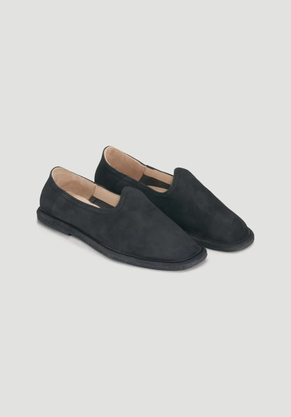 hessnatur Slipper aus chromfrei gegerbtem Nubuk-Leder von schwarz Clearance