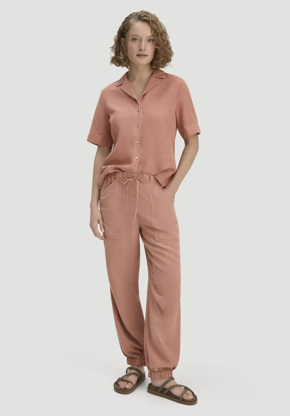 hessnatur Soft Utility Hose aus TENCEL™ Lyocell mit Leinen von rosé New