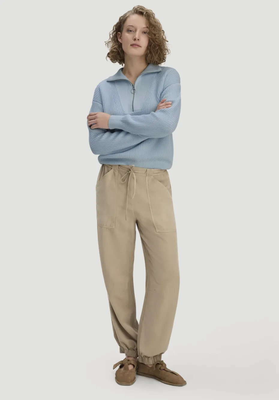 hessnatur Soft Utility Hose aus TENCEL™ Lyocell mit Leinen von sand