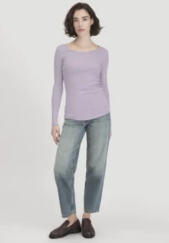 hessnatur Softrib Longsleeve Fitted aus Bio-Baumwolle und TENCEL™ Modal von pastell lavendel Sale