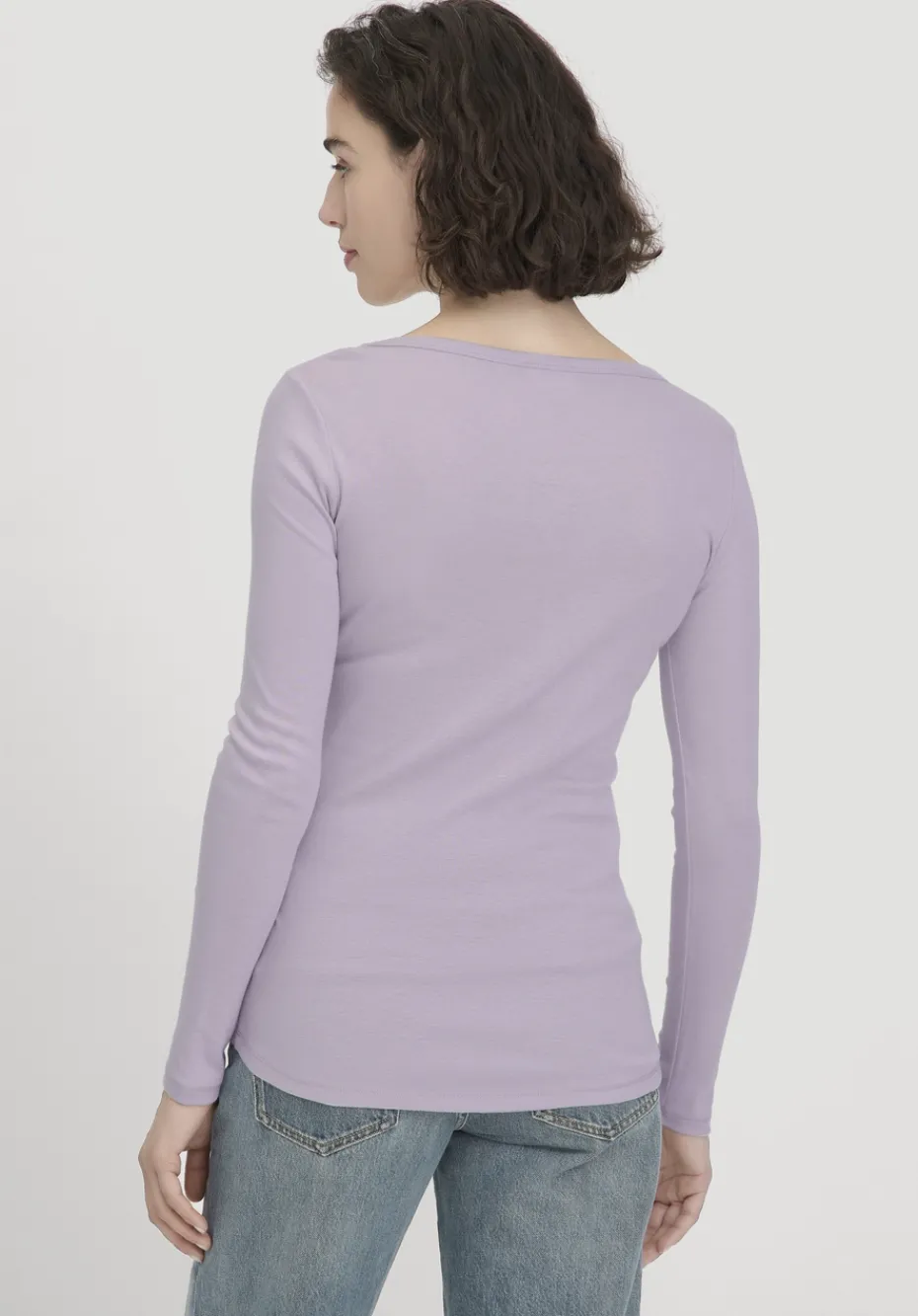 hessnatur Softrib Longsleeve Fitted aus Bio-Baumwolle und TENCEL™ Modal von pastell lavendel Sale