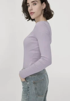 hessnatur Softrib Longsleeve Fitted aus Bio-Baumwolle und TENCEL™ Modal von pastell lavendel Sale