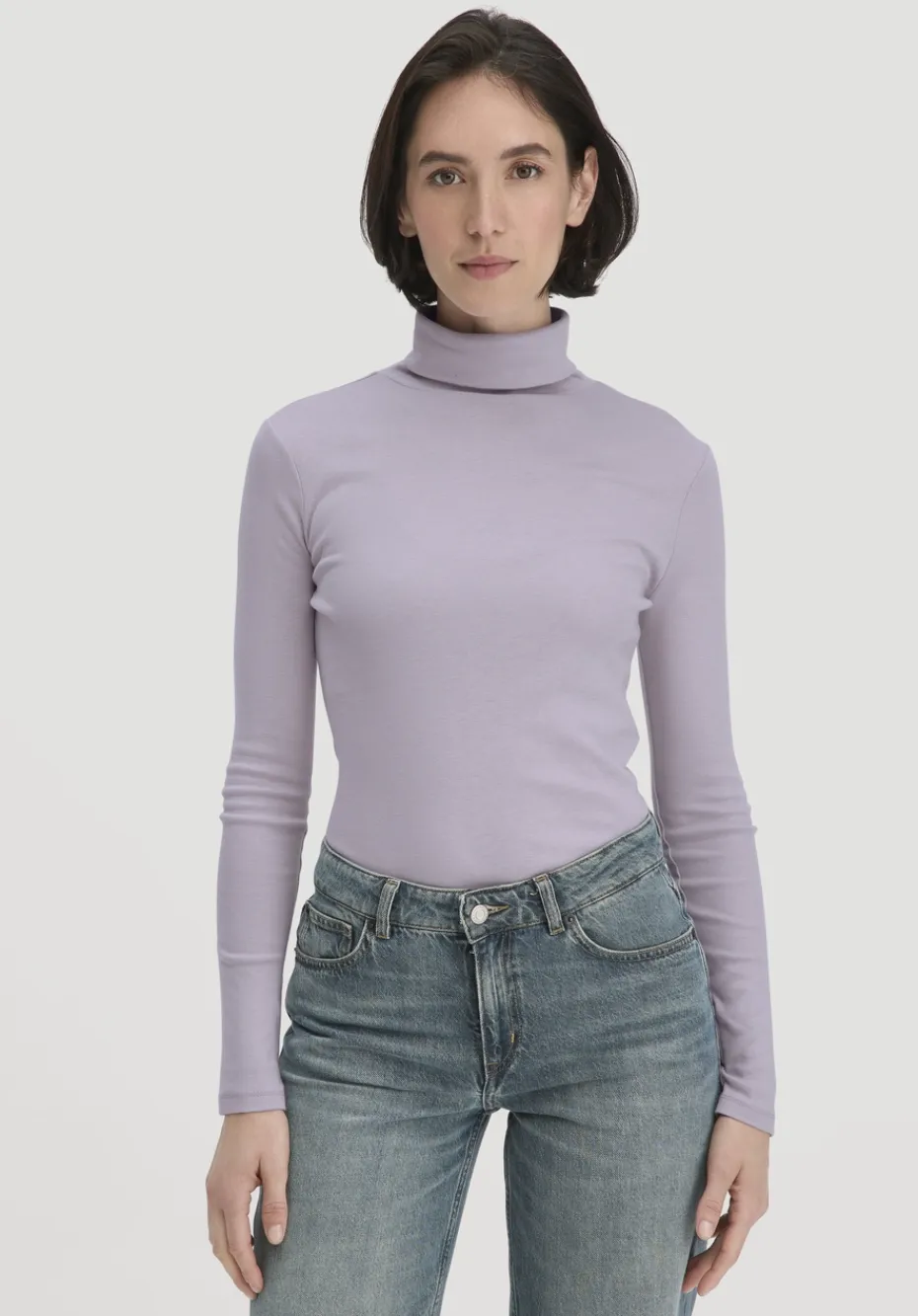 hessnatur Softrib Longsleeve Fitted aus Bio-Baumwolle und TENCEL™ Modal von pastell lavendel Hot