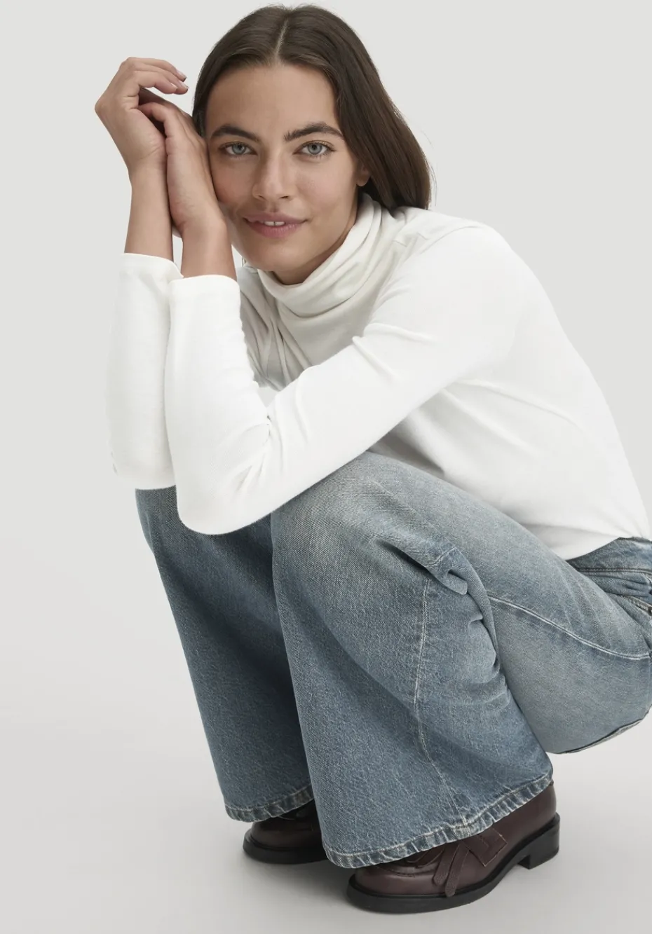hessnatur Softrib Longsleeve Fitted aus Bio-Baumwolle und TENCEL™ Modal von naturweiss Sale