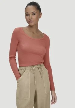 hessnatur Softrib Longsleeve Fitted aus Bio-Baumwolle und TENCEL™ Modal von pfirsichrot Clearance