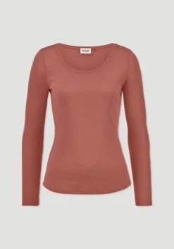 hessnatur Softrib Longsleeve Fitted aus Bio-Baumwolle und TENCEL™ Modal von pfirsichrot Clearance