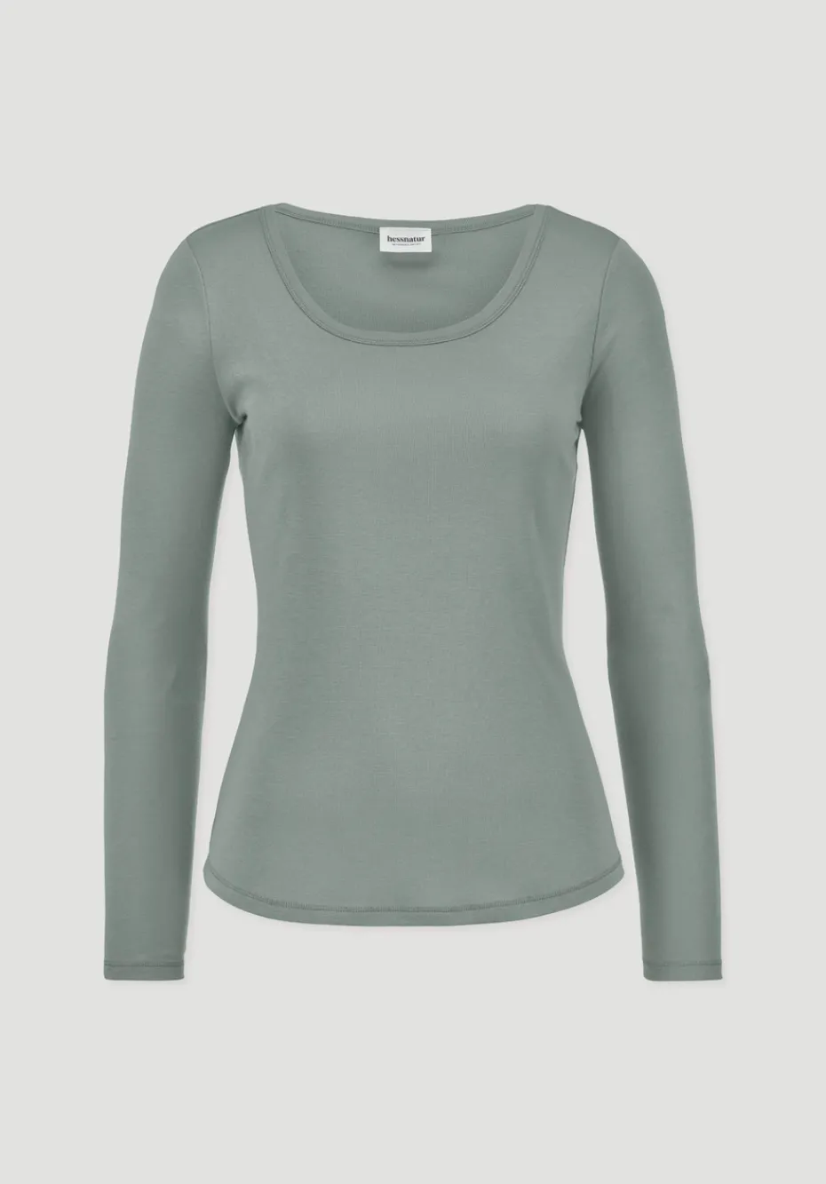 hessnatur Softrib Longsleeve Fitted aus Bio-Baumwolle und TENCEL™ Modal von mattgrün Outlet