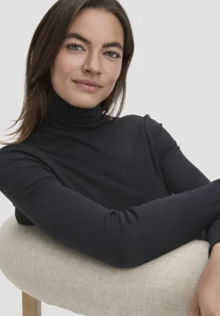 hessnatur Softrib Longsleeve Fitted aus Bio-Baumwolle und TENCEL™ Modal von schwarz Sale