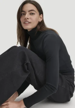 hessnatur Softrib Longsleeve Fitted aus Bio-Baumwolle und TENCEL™ Modal von schwarz Sale