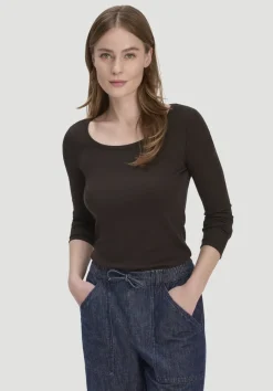 hessnatur Softrib Longsleeve Fitted aus Bio-Baumwolle und TENCEL™ Modal von kakao braun Sale