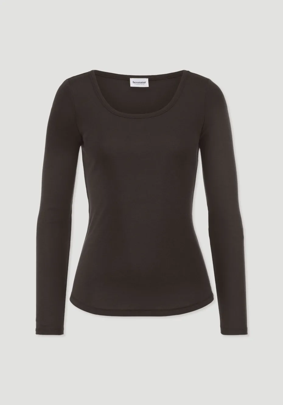 hessnatur Softrib Longsleeve Fitted aus Bio-Baumwolle und TENCEL™ Modal von kakao braun Sale