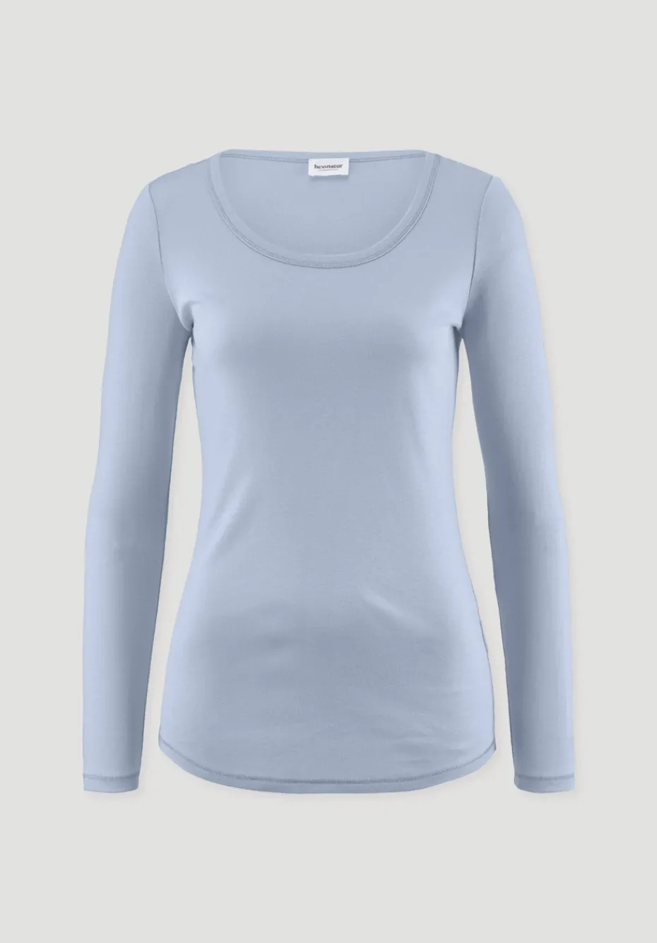 hessnatur Softrib Longsleeve Fitted aus Bio-Baumwolle und TENCEL™ Modal von himmelblau Discount