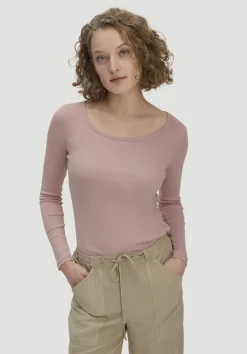hessnatur Softrib Longsleeve Fitted aus Bio-Baumwolle und TENCEL™ Modal von rosé Clearance
