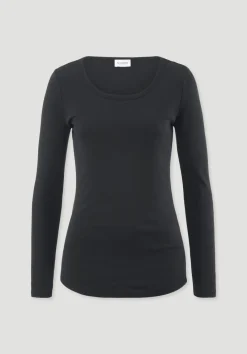 hessnatur Softrib Longsleeve Fitted aus Bio-Baumwolle und TENCEL™ Modal von schwarz Best