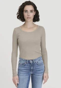 hessnatur Softrib Longsleeve Fitted aus Bio-Baumwolle und TENCEL™ Modal von taupe Discount
