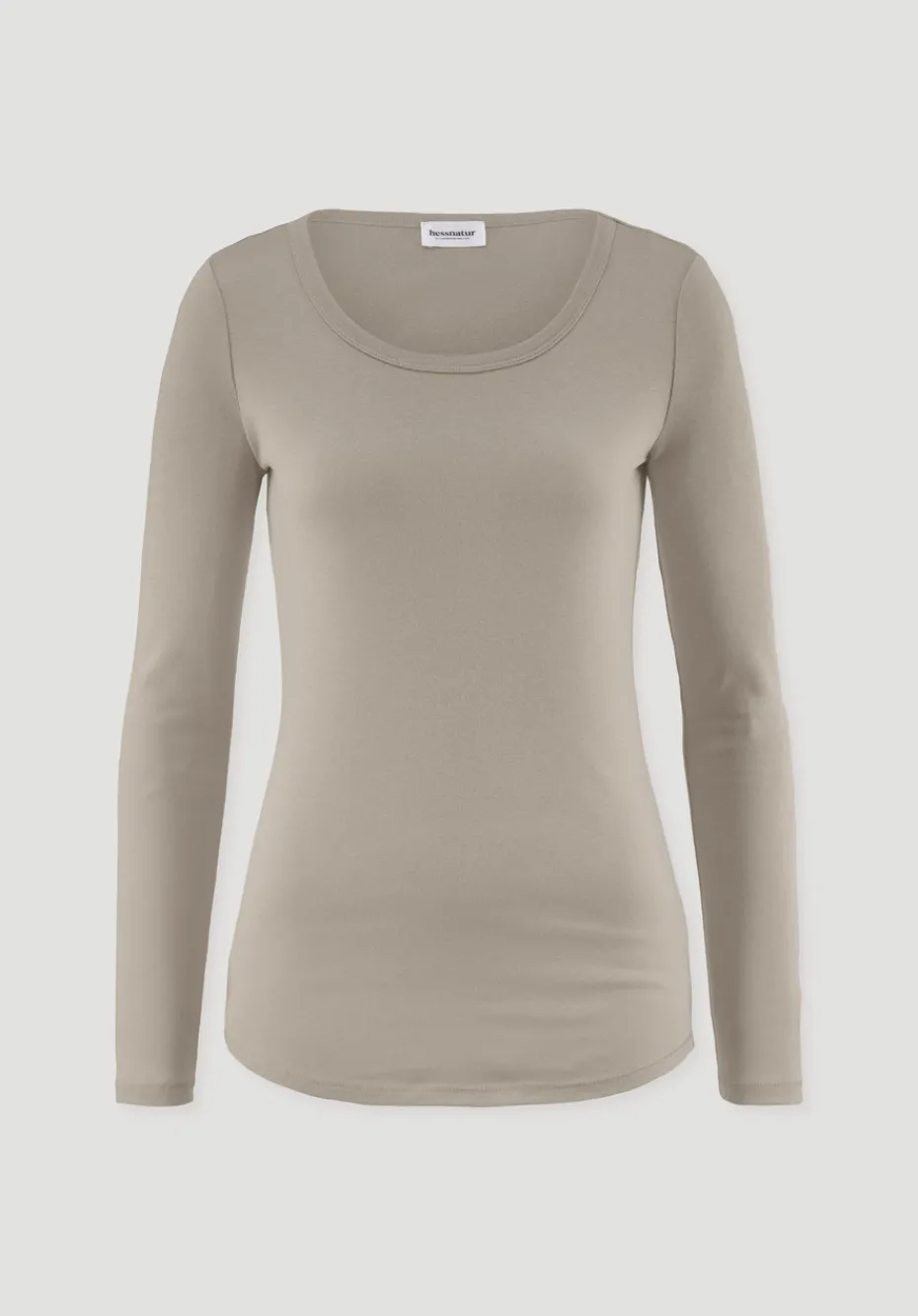 hessnatur Softrib Longsleeve Fitted aus Bio-Baumwolle und TENCEL™ Modal von taupe Discount