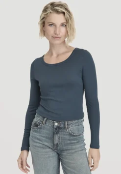 hessnatur Softrib Longsleeve Fitted aus Bio-Baumwolle und TENCEL™ Modal von dunkles petrol New