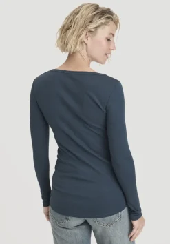 hessnatur Softrib Longsleeve Fitted aus Bio-Baumwolle und TENCEL™ Modal von dunkles petrol New