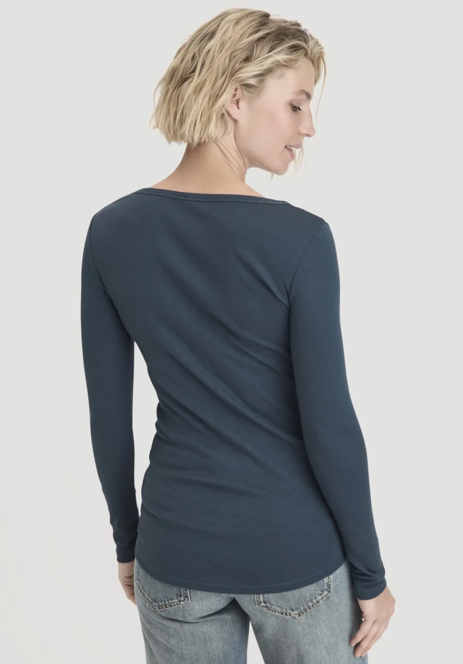 hessnatur Softrib Longsleeve Fitted aus Bio-Baumwolle und TENCEL™ Modal von dunkles petrol New