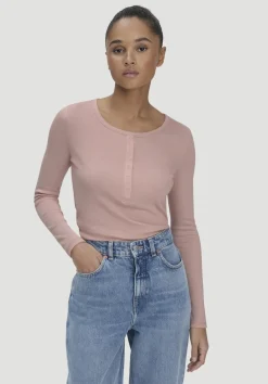 hessnatur Softrib Longsleeve Henley Fitted aus Bio-Baumwolle und Tencel™ Modal von rosé Discount