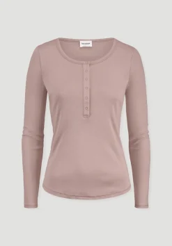 hessnatur Softrib Longsleeve Henley Fitted aus Bio-Baumwolle und Tencel™ Modal von rosé Discount