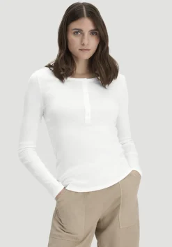 hessnatur Softrib Longsleeve Henley Fitted aus Bio-Baumwolle und Tencel™ Modal von naturweiss Clearance