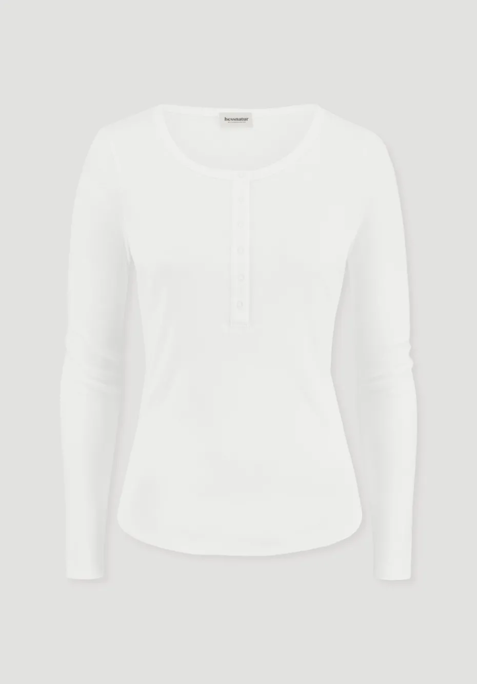 hessnatur Softrib Longsleeve Henley Fitted aus Bio-Baumwolle und Tencel™ Modal von naturweiss Clearance