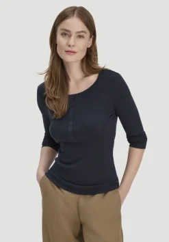 hessnatur Softrib Longsleeve Henley Fitted aus Bio-Baumwolle und Tencel™ Modal von marine Best