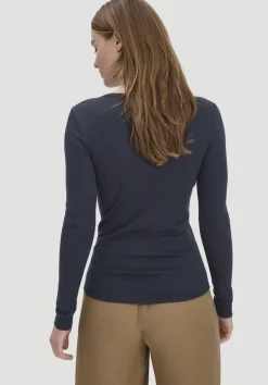 hessnatur Softrib Longsleeve Henley Fitted aus Bio-Baumwolle und Tencel™ Modal von marine Best