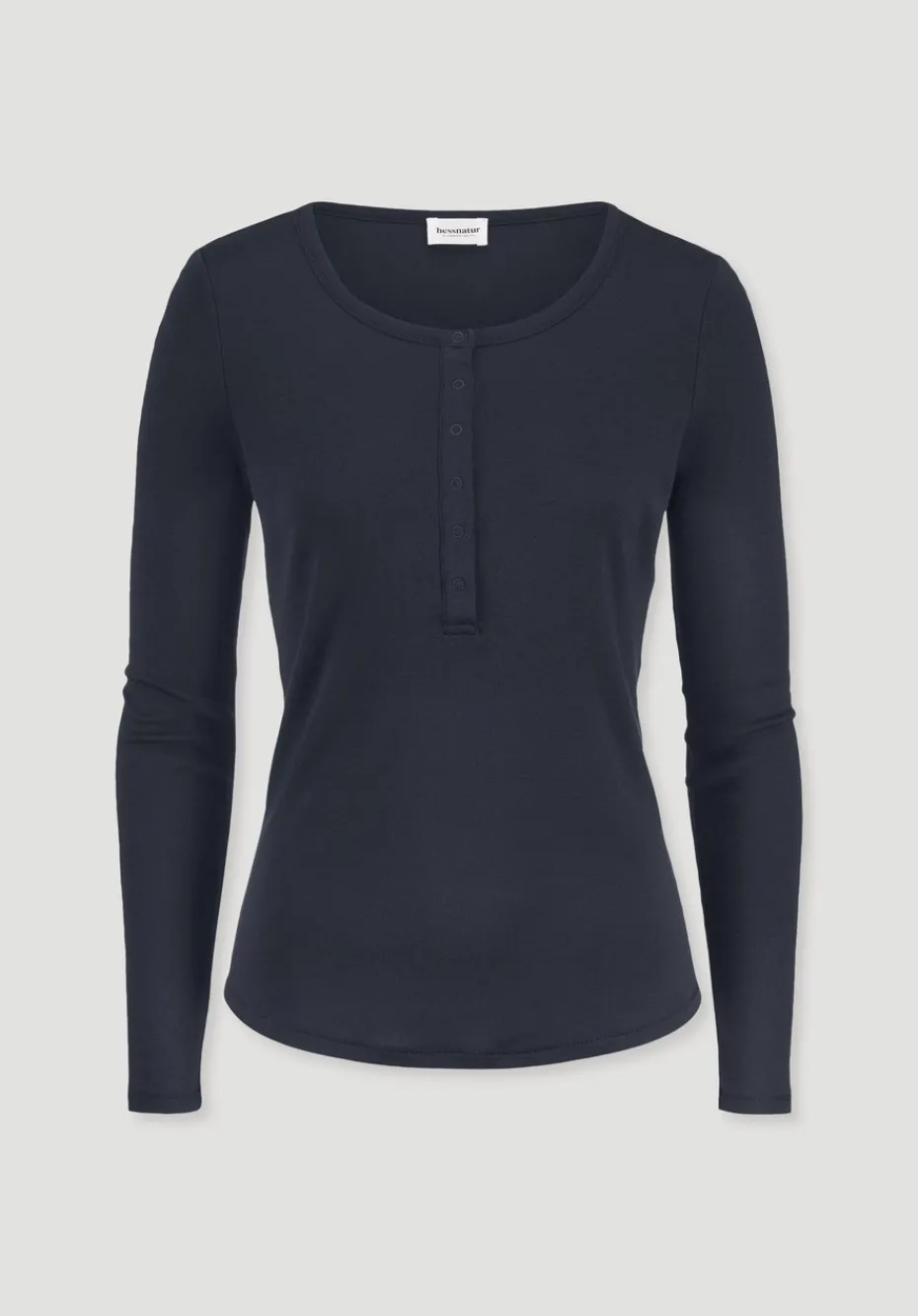 hessnatur Softrib Longsleeve Henley Fitted aus Bio-Baumwolle und Tencel™ Modal von marine Best