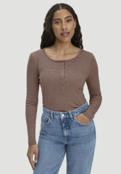 hessnatur Softrib Longsleeve Streifen Henley Fitted aus Bio-Baumwolle und TENCEL™ Modal von rosé Outlet