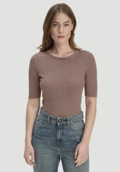hessnatur Softrib Streifen T-Shirt Fitted aus Bio-Baumwolle und TENCEL™ Modal von rosé Online